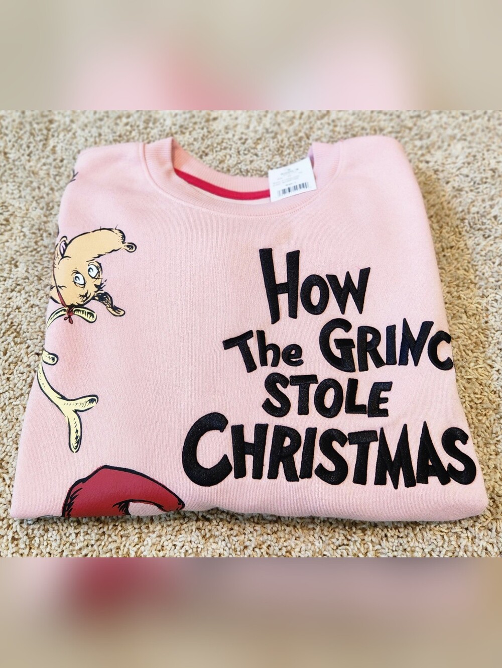 Kohl's Dr Seuss How The Grinch Stole Christmas Sweatshirt Pink Women's Sz L NWT - Picture 7 of 16